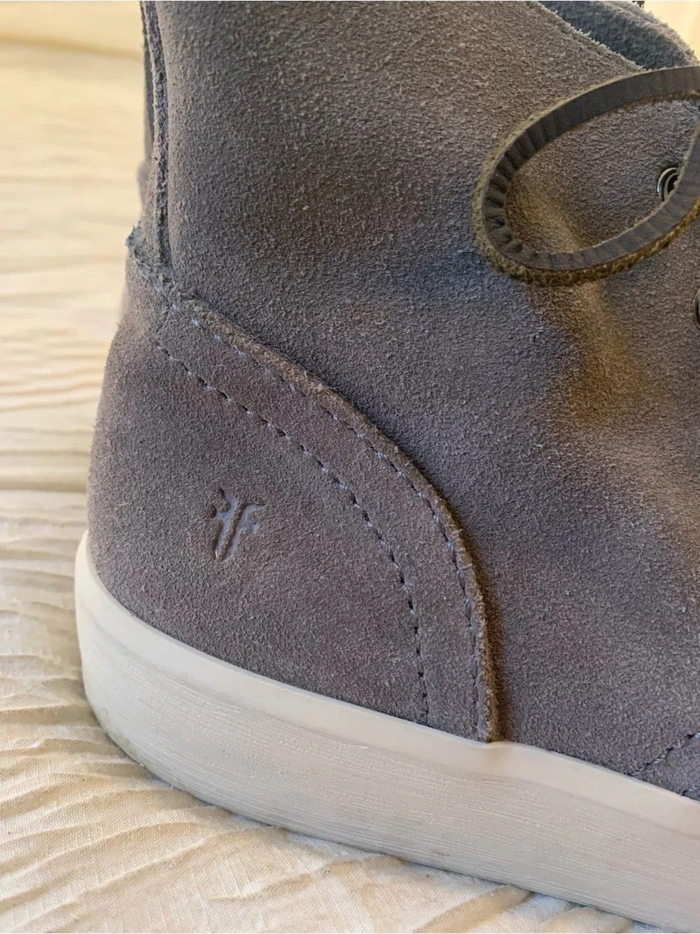 Frye Beacon Gray Suede/Leather High Top Sneakers, size 10.5